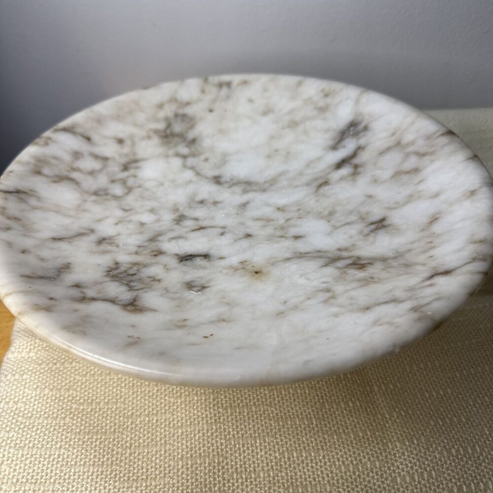Vintage Italian Marble Pedestal Fruit Bowl Centerpiece 9.5”X 2.75” - Picture 9 of 11